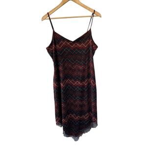 Y2K Xhilaration Vintage Dark Argyle Layered Slip Dress Lettuce Hem Large